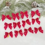 Бант на ёлку «Бархат с золотой пылью» 6см (набор 12 шт)