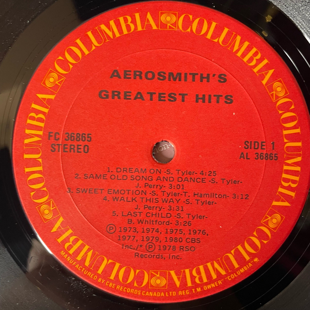 Винтажная виниловая пластинка LP Aerosmith, Aerosmith's Greatest Hits (США 1980) Dream On