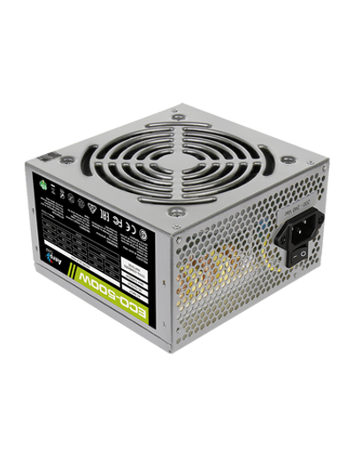 Aerocool 500W Retail ECO-500W ATX v2.3 Haswell, fan 12cm, 400-mm cable, power cord, 20+4P, 12V 4P, 1x PCI-E 6P, 3x SATA, 2x PATA, 1x FDD