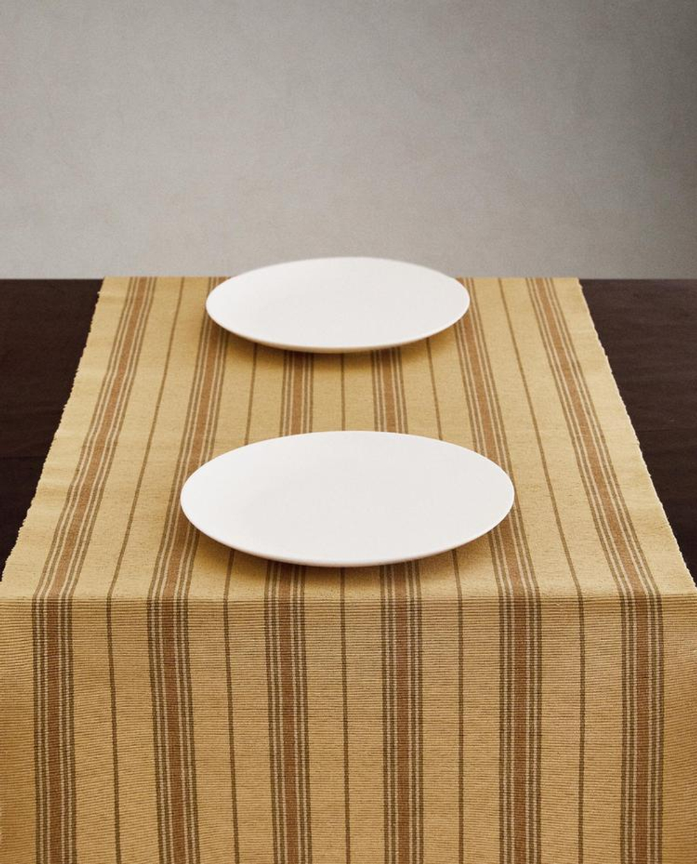 ZARA HOME СКАТЕРТЬ-ДОРОЖКА НА СТОЛ В ПОЛОСКУ, ОХРА