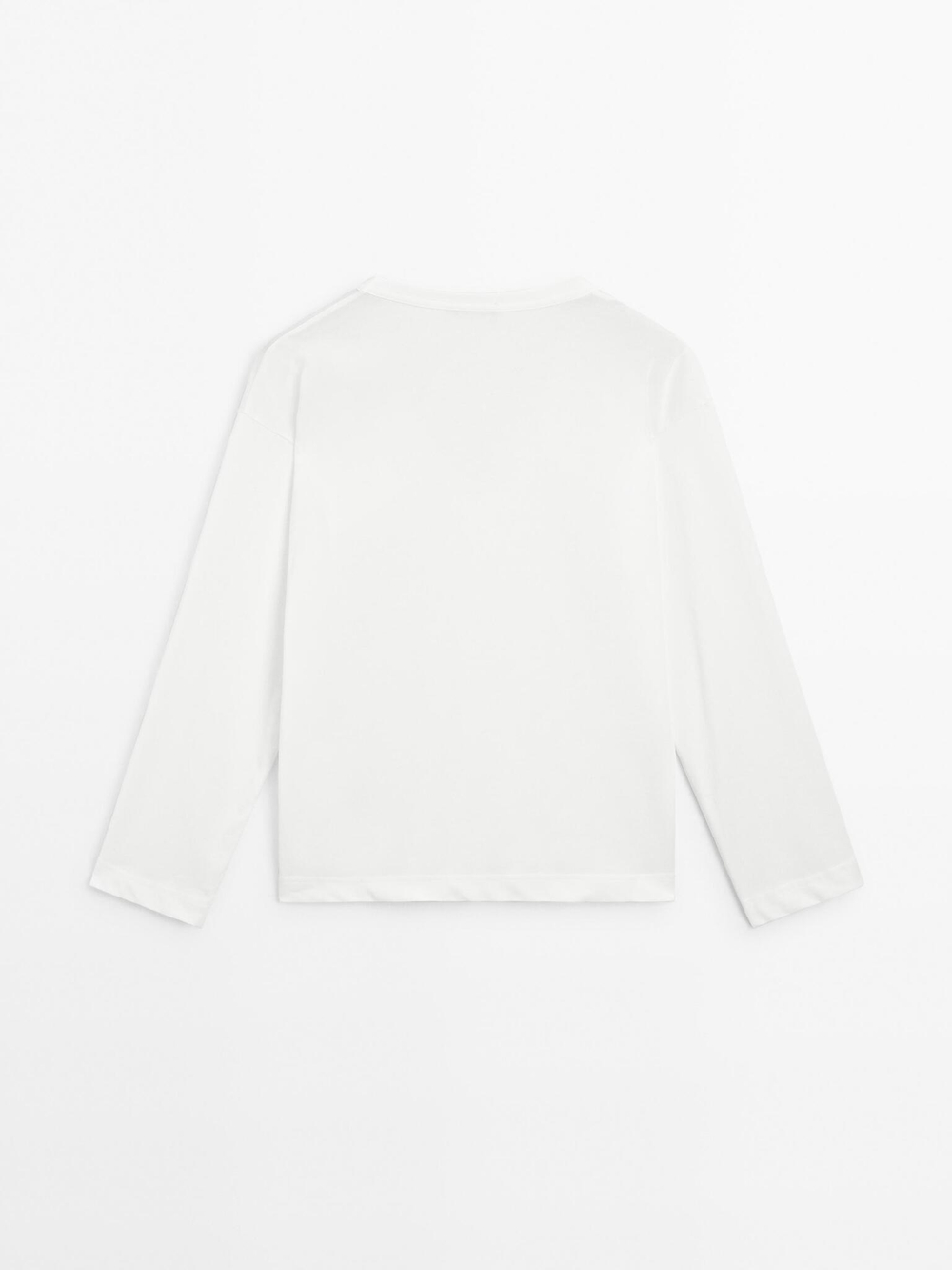 Massimo Dutti Футболка оверсайз с V-образным вырезом, натуральный, кремовый