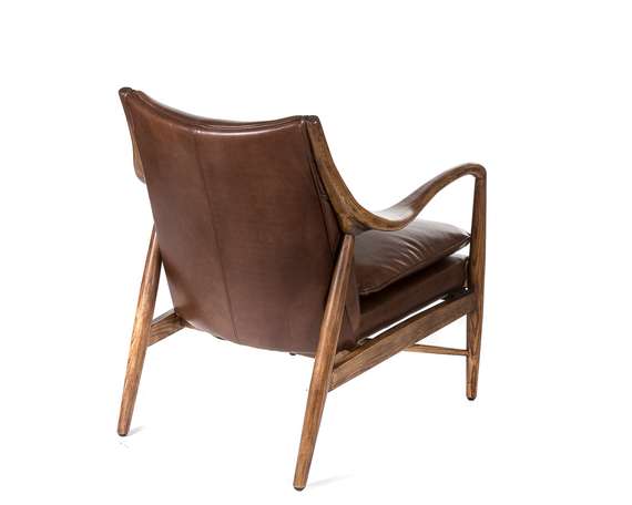Кресло Finn Juhl Model 45 RS217, коричневая кожа