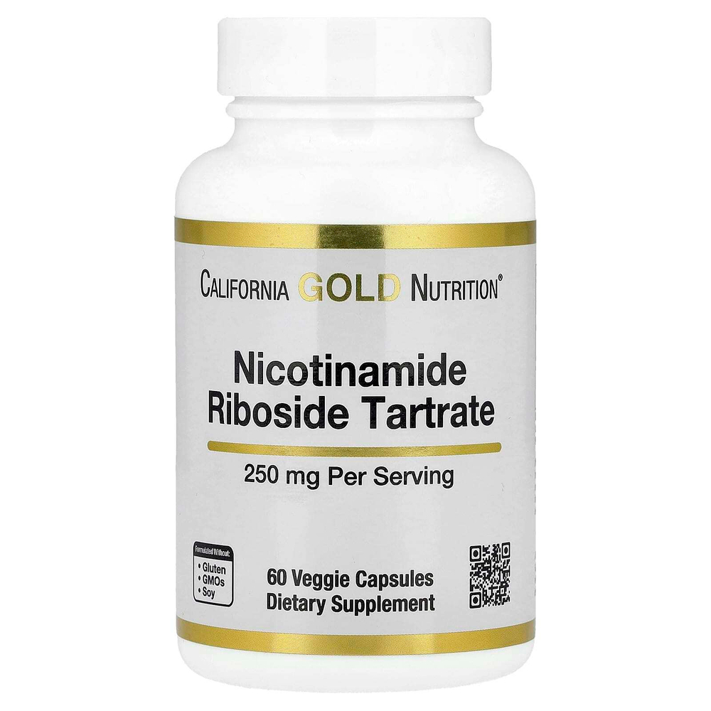California Gold Nutrition, никотинамид рибозид тартрат (НРТ), 250 мг, 60 растительных капсул