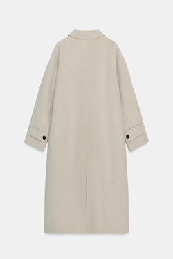 ZARA ДЛИННОЕ ПАЛЬТО ИЗ СМЕСОВОЙ ШЕРСТИ — ZW COLLECTION LIMITED EDITION, ЭКРЮ