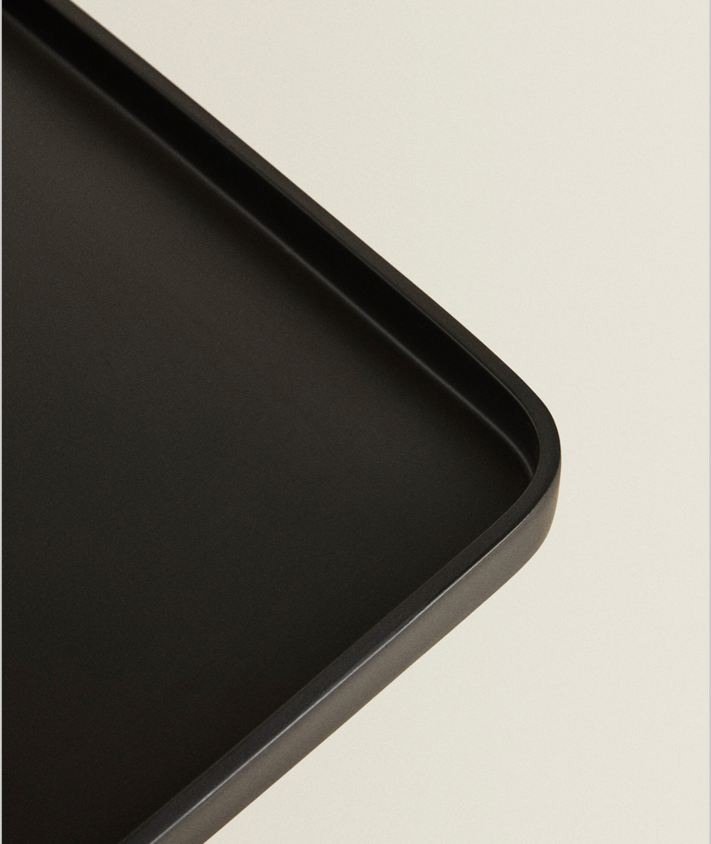 ZARA HOME ПРЯМОУГОЛЬНЫЙ ПОДНОС ИЗ ЧЕРНОЙ СМОЛЫ, ЧЕРНЫЙ