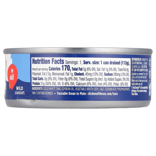 Chicken of the Sea, Белый тунец премиального качества в масле, 142 г (5 унций)