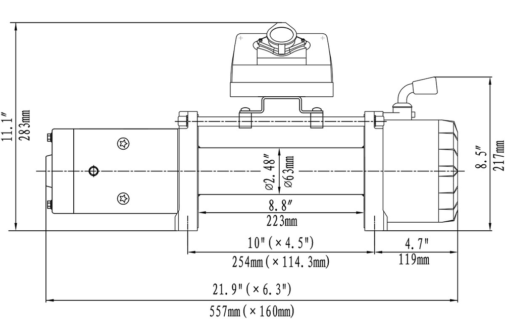 Лебёдка автомобильная электрическая 12V Runva 10000 lbs 4500 кг
