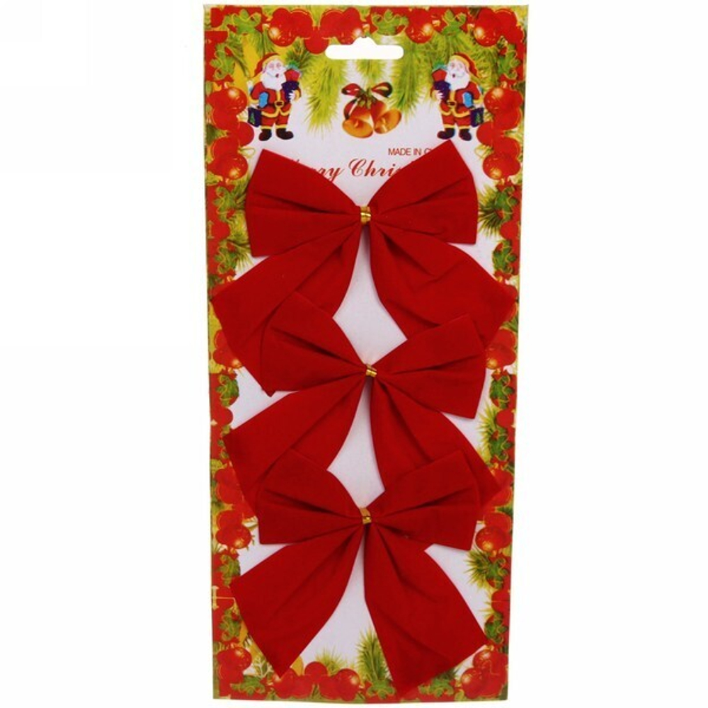 Бант на ёлку «Красный бархат» 9 см (набор 3 шт)