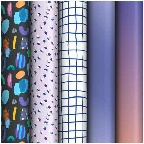 Упаковочная бумага глянц. 70*100см, MESHU "Memphis", ассорти 5 дизайнов ПБ100м_33898