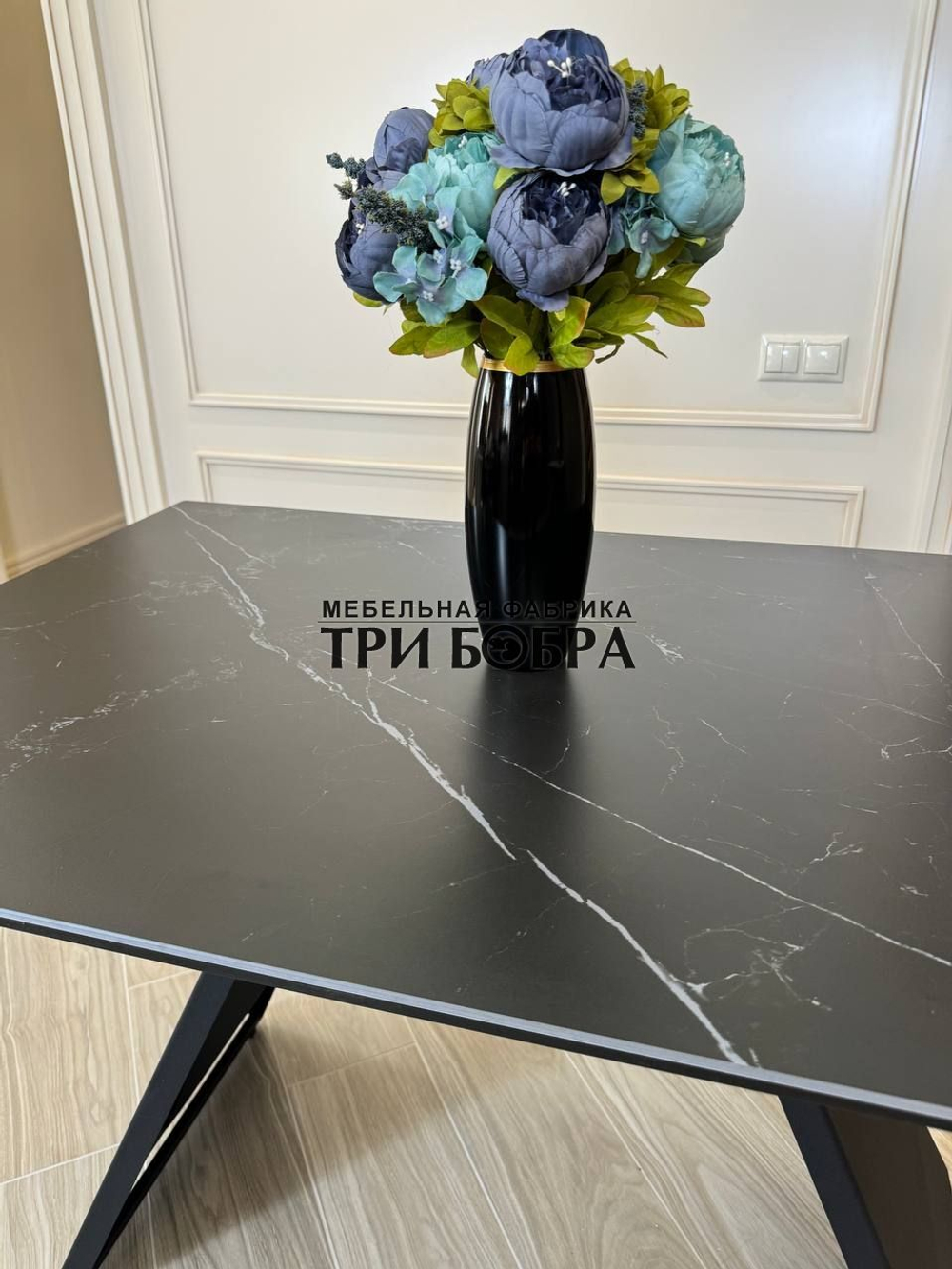 Кухонный раскладной стол "Хилтон", черный мрамор