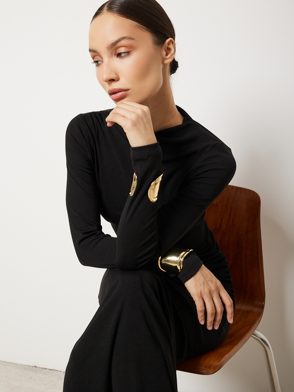 Платье вечернее праздничное длинное с драпировкой