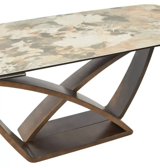 Стол ALONSO 200 TL-137 матовый, итальянская керамика/медный брашированный каркас