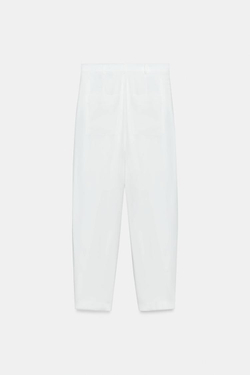 ZARA СВОБОДНЫЕ БРЮКИ С ЗАЩИПАМИ — ZW COLLECTION, ЖЕЛТОВАТО-БЕЛЫЙ