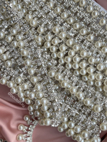 Бахрома тесьма жемчуг со стразами 21 мм.