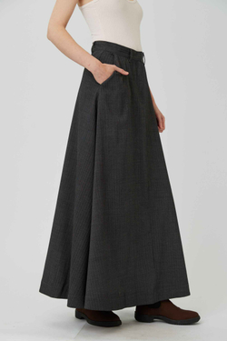 Юбка макси из шерсти в елочку