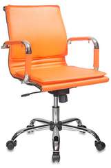 Кресло руководителя Бюрократ CH-993-Low оранжевый эко.кожа низк.спин. крестов. металл хром