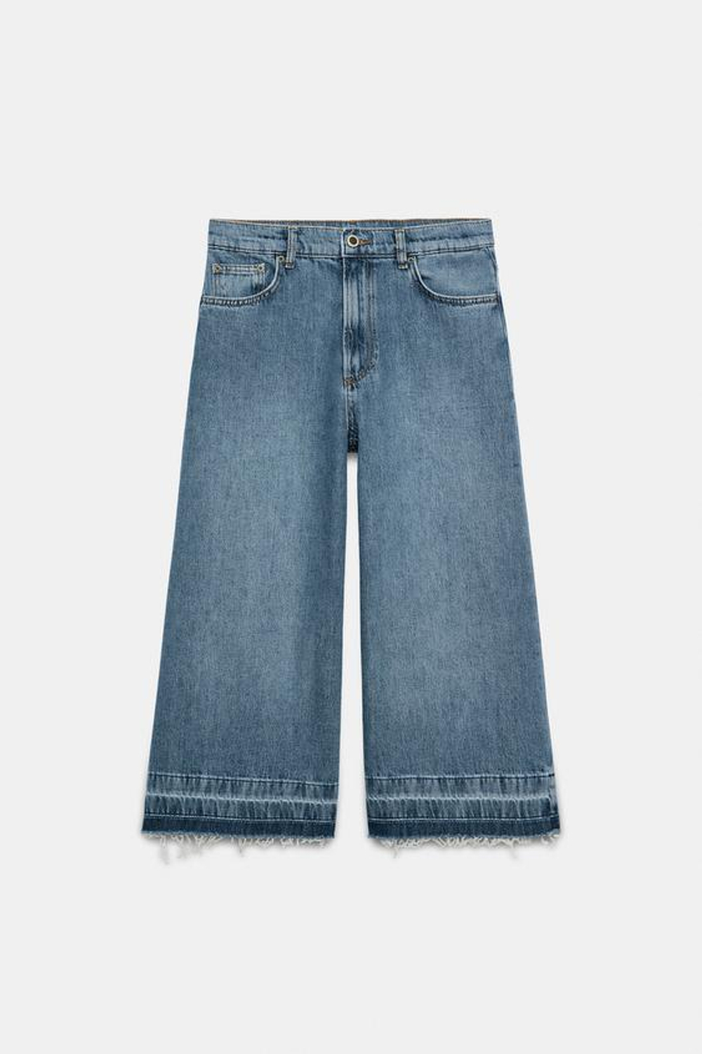 ZARA ШИРОКИЕ ДЖИНСОВЫЕ ШОРТЫ — ZW COLLECTION, СИНИЙ
