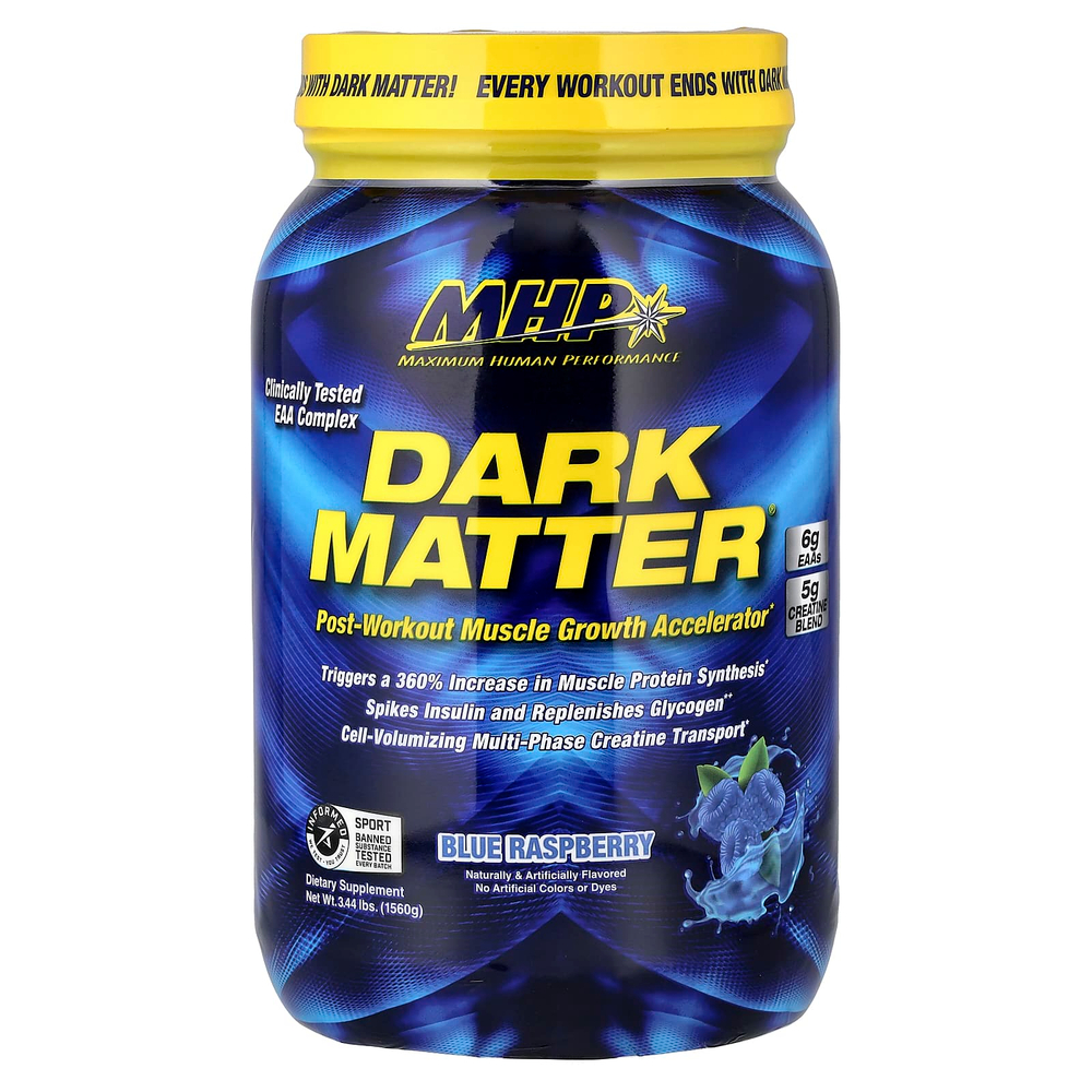 MHP, DARK MATTER, ускоритель роста мышц после тренировки, голубая малина, 1560 г (3,44 фунта)