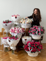 Цветочная корзина в кремовых оттенках размер XL