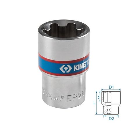 Цена на KING TONY (433E26M) Головка торцевая TORX Plus 1/2", EP26, L = 45 мм