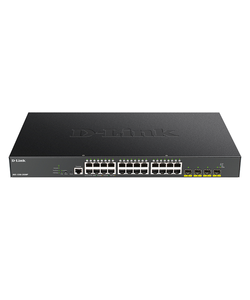 Коммутатор D-Link PROJ Smart L2 Switch 24x1000Base-T PoE, 4х10GBase-X SFP+, PoE Budget 370W, CLI, RJ45 Console