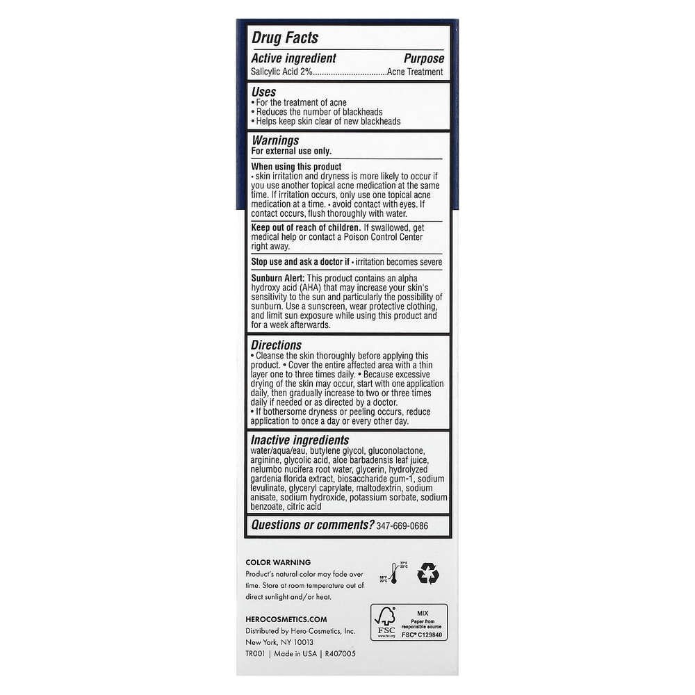 Hero Cosmetics, Pore Release, раствор для очищения от угрей, 100 мл (3,38 жидк. унц.)