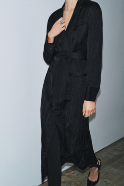 ZARA МЯТОЕ АТЛАСНОЕ ПЛАТЬЕ — ZW COLLECTION LIMITED EDITION, ЧЕРНЫЙ