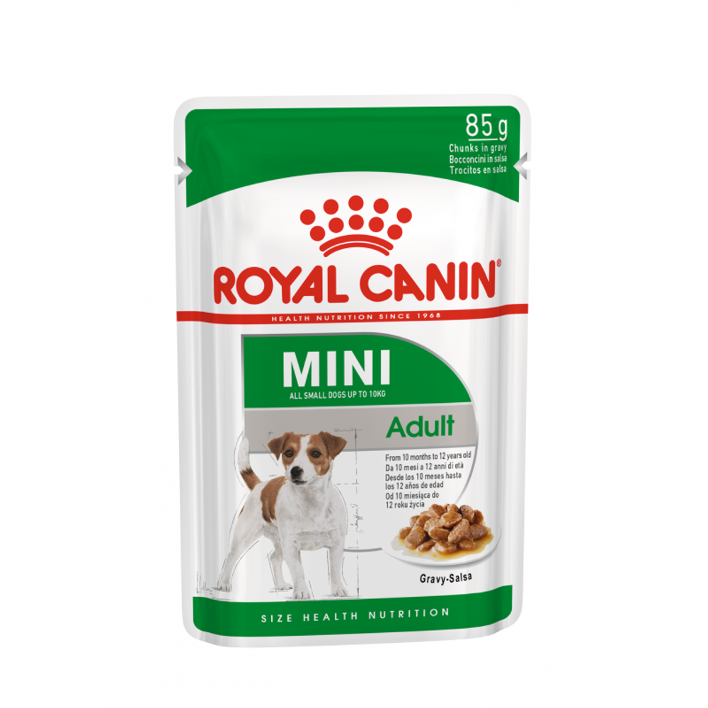Royal Canin Mini Adult Корм консервированный для взрослых собак мелких размеров от 10 месяцев кусочки в соусе 85г