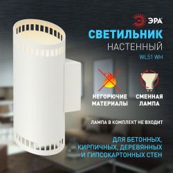 Светильник настенный ЭРА WL51 WH G9 40Вт IP20 белый