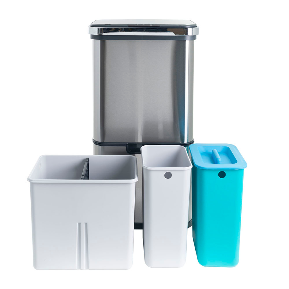 Ведро для раздельного сбора мусора, сенсор, 4 емкости, Foodatlas, JAH-8889, 50л (12+12+13+13)
