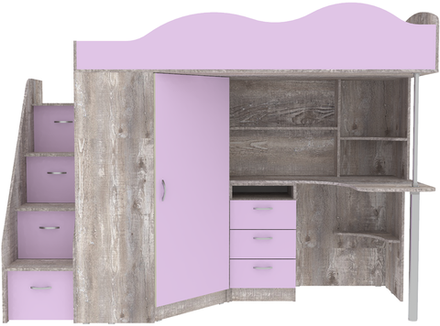 Кровать-чердак КарИВи Пионер Бетон Ирис