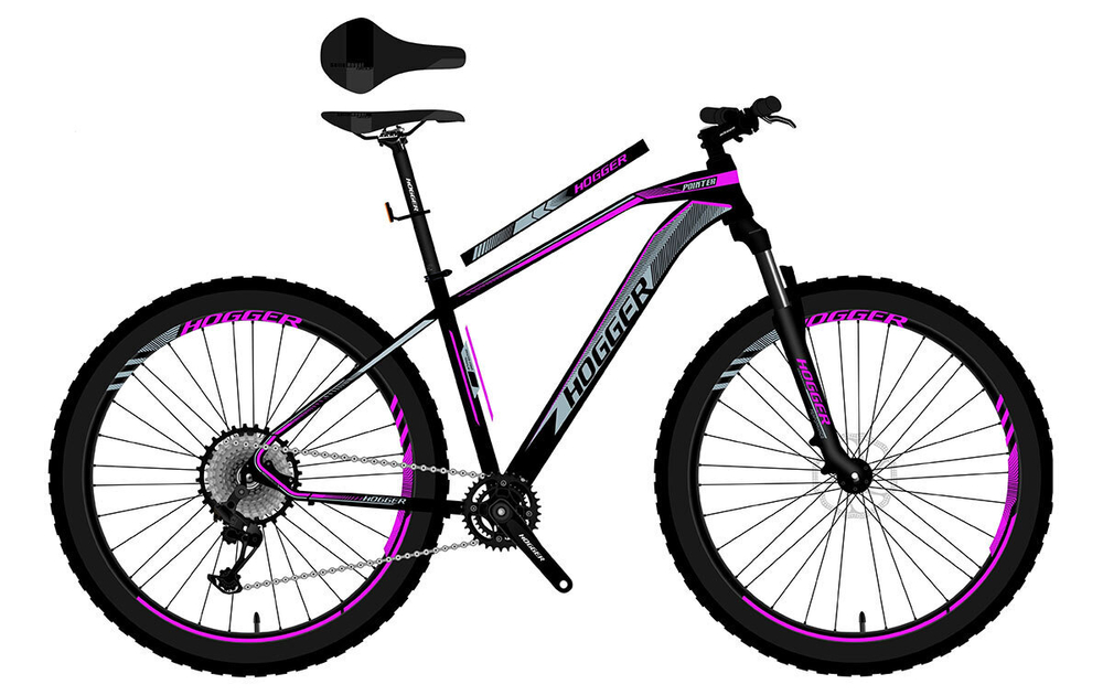 Велосипед 29 HOGGER POINTER MD, 21 , сталь, 21-скор., черно-пурпурный, 2022