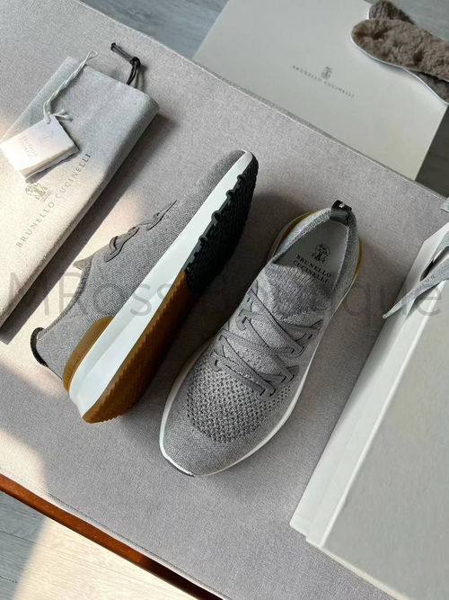 Мужские кроссовки Brunello Cucinelli светло-серого цвета