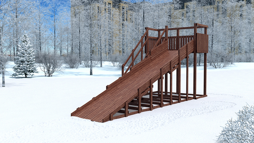 Зимняя деревянная горка W-7 (длина ската 6 м)