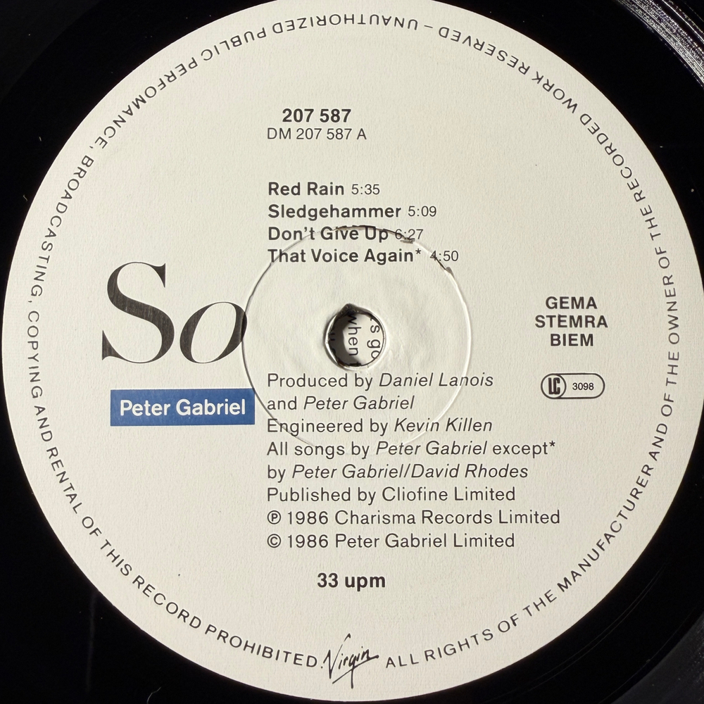 Peter Gabriel - So (Европа 1986г.)