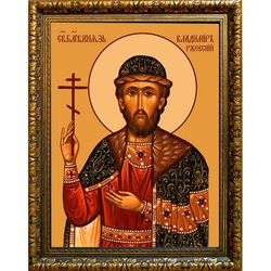 Владимир Ржевский Благоверный князь. Икона на холсте.