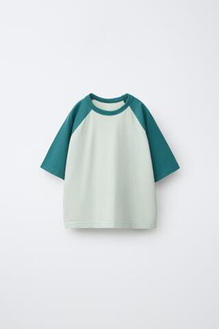 ZARA ФУТБОЛКА С РУКАВАМИ РЕГЛАН, УТИНО-СИНИЙ