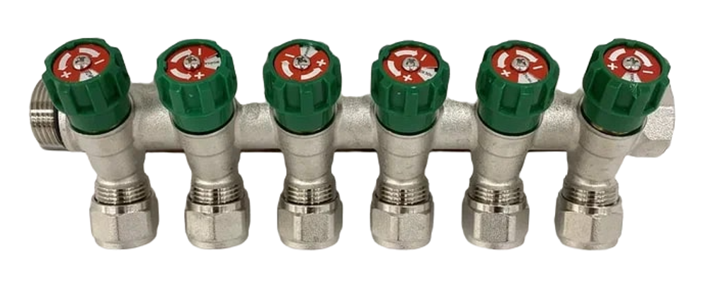 Коллектор Grema НВ 3/4x16 евроконус на 6 вых c вентилями (CN)