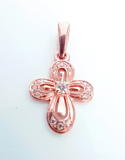 Крестик Эстерелла, серебро 925*, золочение, фианит/Ф