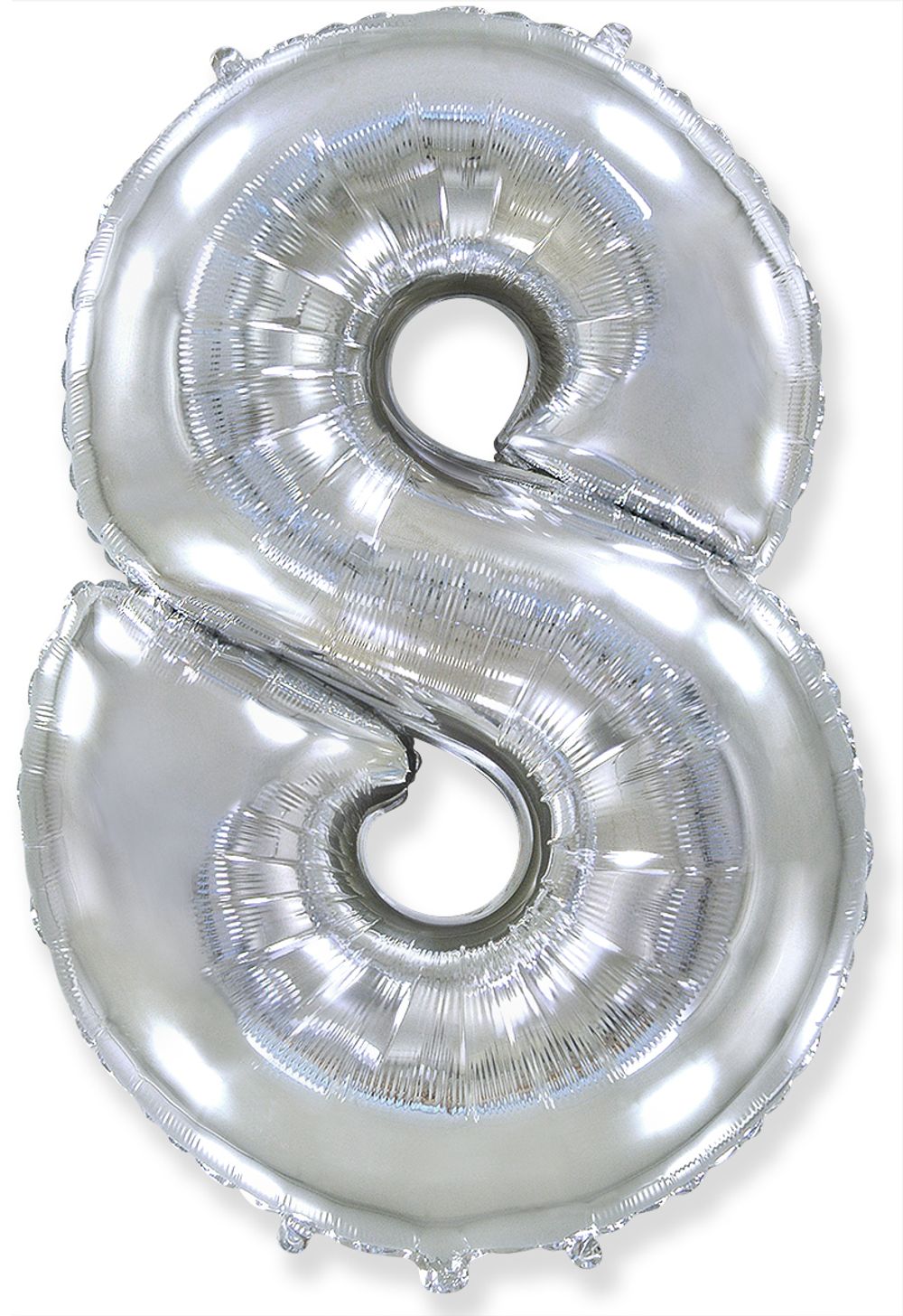 Шар (40"/102 см) Цифра, 8, Серебро, в упаковке