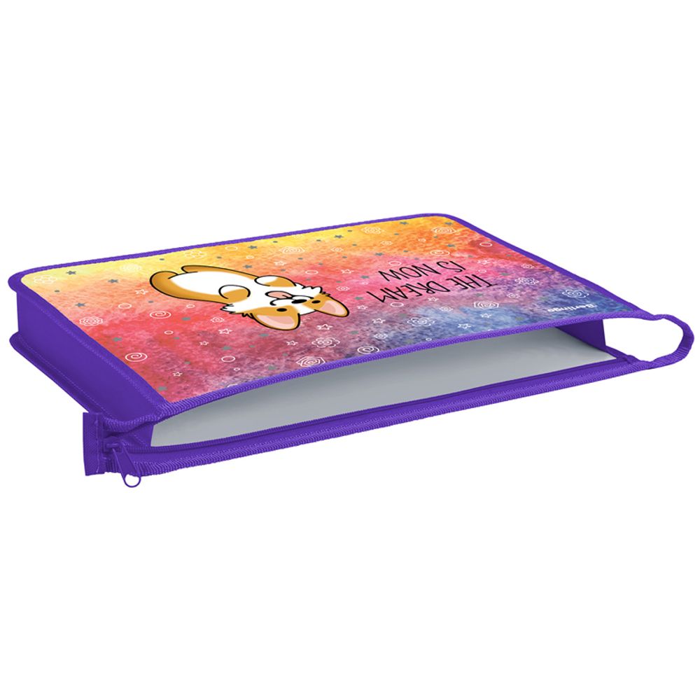 Папка для тетрадей 1 отделение А4 на молнии Berlingo Corgi boy, пластик