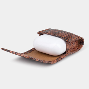 Чехол для наушников Petit из кожи питона, цвета коньяк