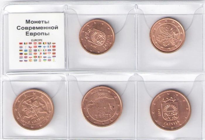 Набор евроцентов «Монеты Современной Европы» (5 шт)