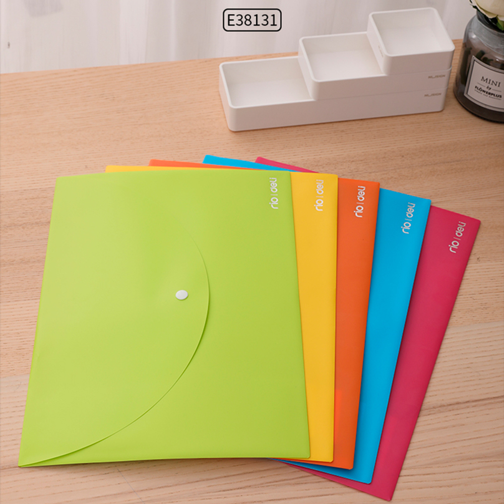 Папка-конверт на кнопке DELI "RIO" однотон, А4, 0,18 мм, ассорти