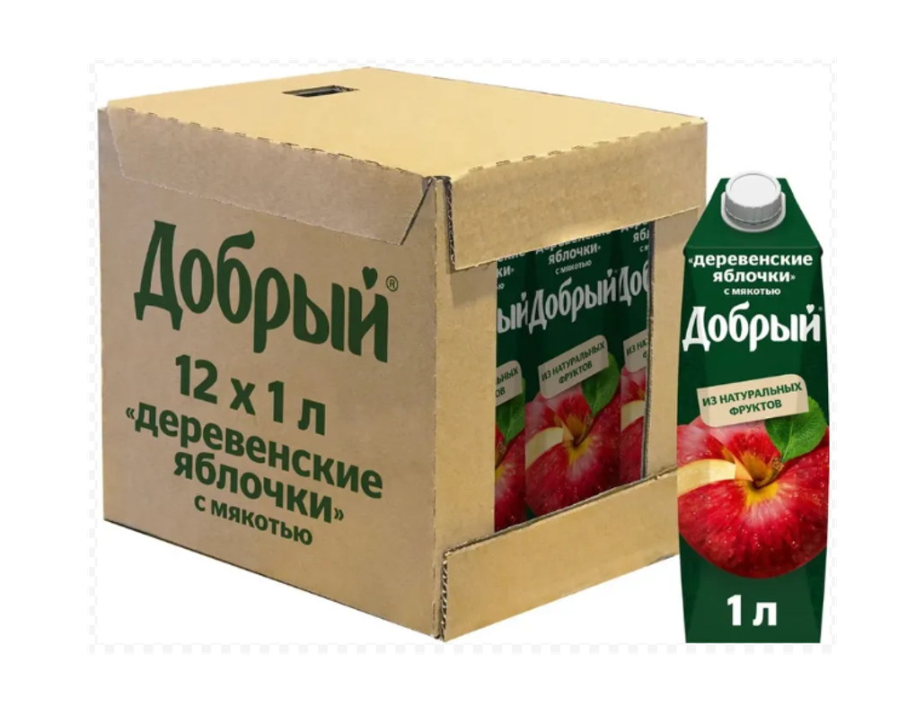 Добрый сок "Деревенские яблочки" 1,0 л. (12 шт. в упаковке)
