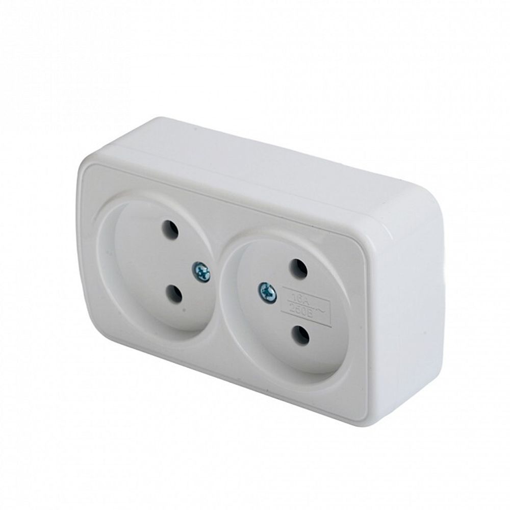 Розетка двойная без заземления Stekker Basic 50075