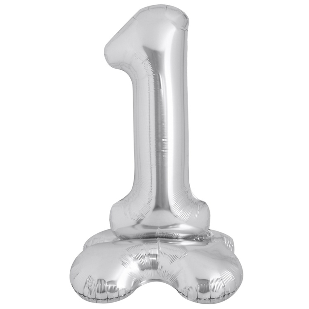 Шар фольгированный Цифра 1 127 см (Серебряный)