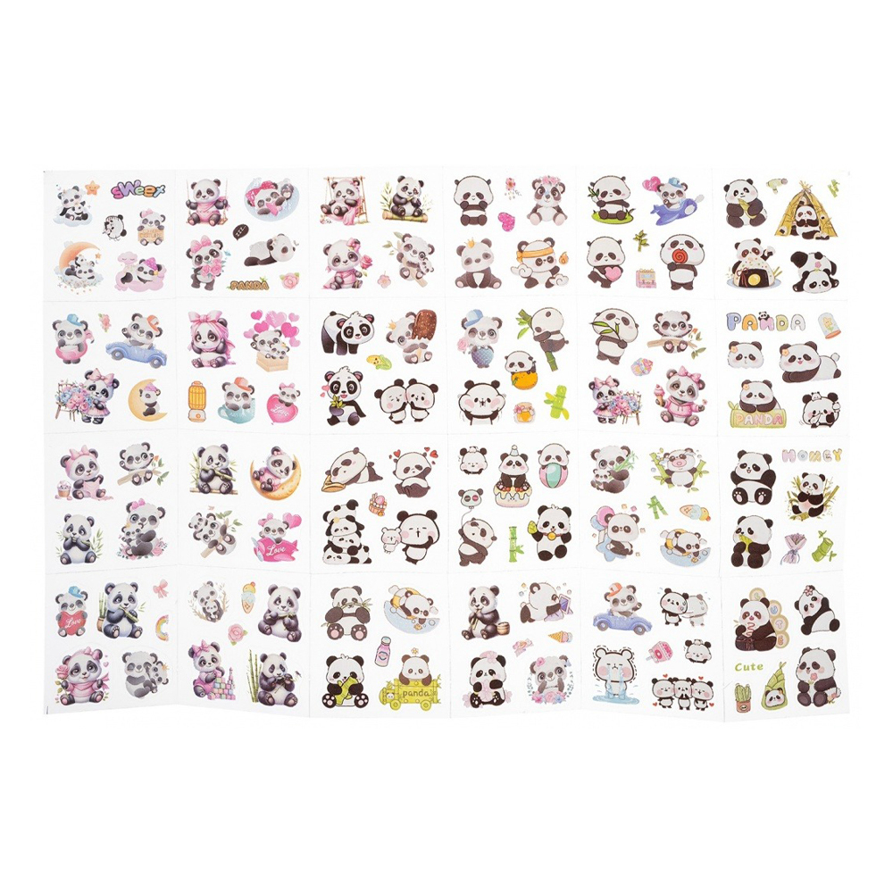 Наклейки стикеры Basir, серия "Панда", размер 16,5*16,5 см, 4 листа
