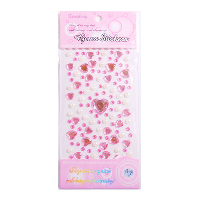 Стразы самоклеющиеся сердечки и камни Розовые с жемчугом