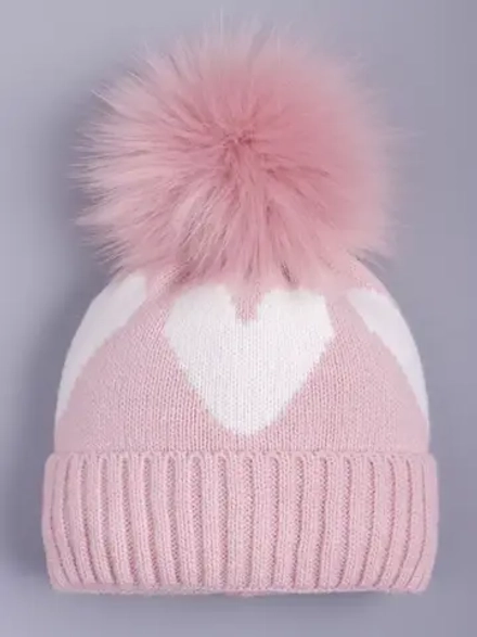 Шапка для девочки зимняя вязаная с помпоном
